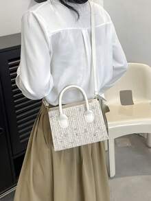 Mini Straw Bag Floral Embroidered, Perfect For Summer Beach Travel Vacation - Beige - View 2