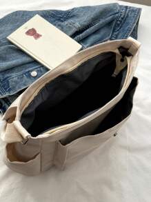 字母貼飾郵差包側口袋 - 白色 - 查看 3