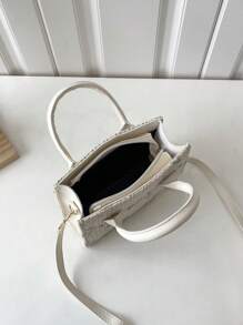 Mini Straw Bag Floral Embroidered, Perfect For Summer Beach Travel Vacation - Beige - View 6
