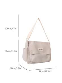 字母貼飾郵差包側口袋 - 白色 - 查看 4