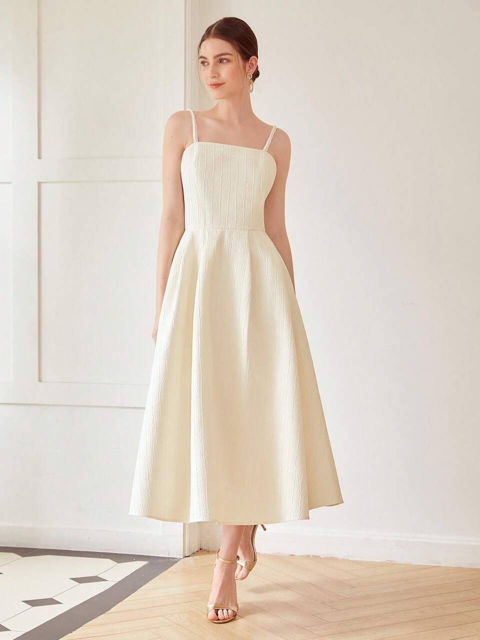 TEXTURED CAMI DRESS WITHOUT BELT,SUMMER OUTFITS FOR BEACH VACATION