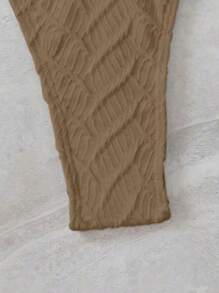 素色丁字褲比基尼泳裝 - 駝色 - 查看 7