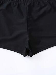 Swim Lushoire Floral Print Ruffle Hem Swim Dress Summer Beach - Black - View 7