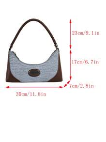 Letter Patch Decor Túi đeo vai Colorblock Zipper - Nhiều màu - Xem 3