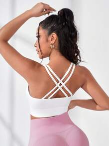 Yoga Sxy Crisscross Back Sports Bra - White - View 1