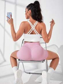 Yoga Sxy Crisscross Back Sports Bra - White - View 4