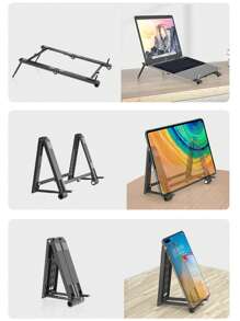 便攜可折疊桌面手機支架 - 黑色 - 查看 2