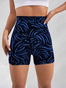 Easithlete 斑馬紋寬腰帶運動短褲 - 黑色 - 查看 5