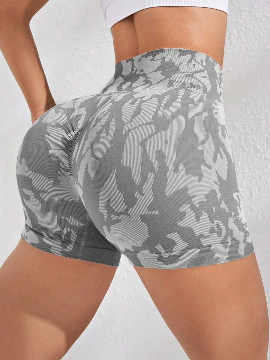 Easithlete Pantalones cortos deportivos con estampado total y cintura ancha para mujer- Short de sudadera, short de gimnasio, short de ciclista