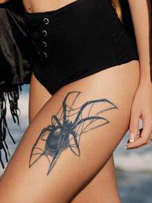 STARTTOOS Tatuaje temporal de gran flor para el brazo, diseño sexy de araña para las caderas, a prueba de agua y resistente a las manchas durante 1-2 semanas, con ingredientes naturales de plantas, adecuado para el pecho, la cintura, el abdomen, el muslo, el hombro, el cuello, la clavícula, ideal para festivales de música, San Valentín, carnaval, regalos de fiesta DIY - Azul - Ver 1