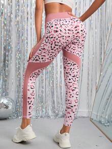 SHEIN Sport Leggings mit breitem Bund und Leopardenmuster - Verschiedenfarbig - Übersicht 2