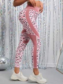 SHEIN Sport Leggings mit breitem Bund und Leopardenmuster - Verschiedenfarbig - Übersicht 3