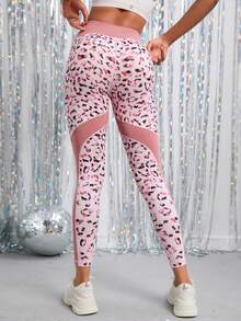 SHEIN Sport Leggings mit breitem Bund und Leopardenmuster - Verschiedenfarbig - Übersicht 5