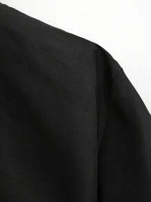 Manfinity Hypemode 男士拉鏈開襟抽繩連帽襯衫 - 黑色 - 查看 3