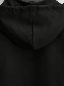 Manfinity Hypemode 男士拉鏈開襟抽繩連帽襯衫 - 黑色 - 查看 5