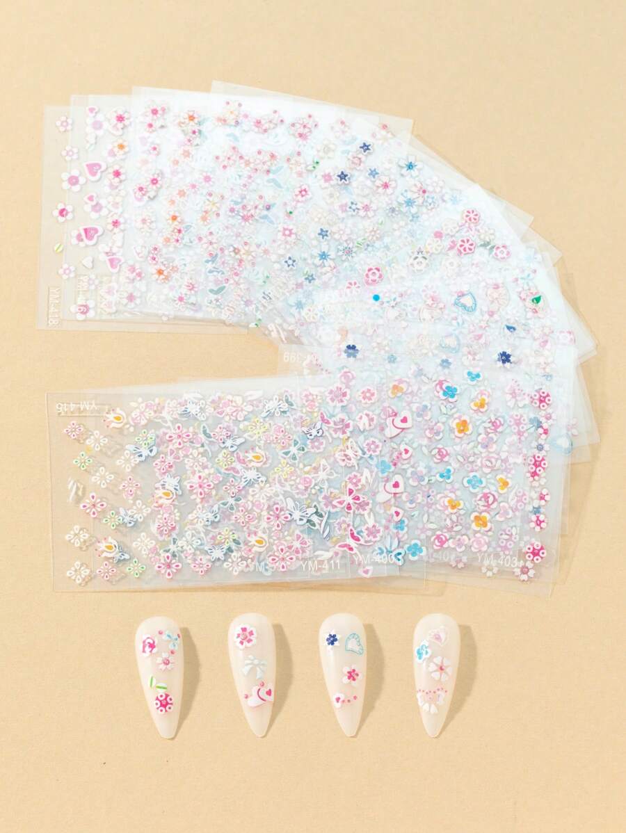 30pcs Floral Pattern Nail Art Sticker - Multicolor - View 1