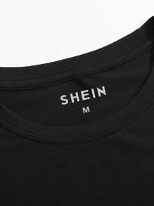 SHEIN LUNE Floral & Cat Print Tee - Black - View 8