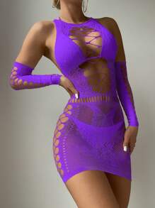 Áo che Nữ Cắt ra cắt màu trơn - Màu tím - Xem 3