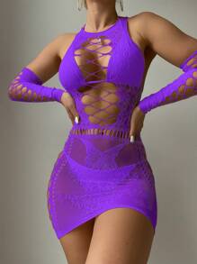 Áo che Nữ Cắt ra cắt màu trơn - Màu tím - Xem 4