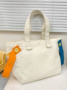 Fashionable & Versatile Printed Large-Capacity Shoulder Tote Bag - Beige - View 8