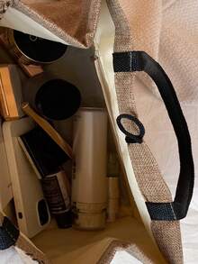 Túi mua sắm trung bình Mô hình hình học Kỳ nghỉ - Màu Khaki - Xem 5