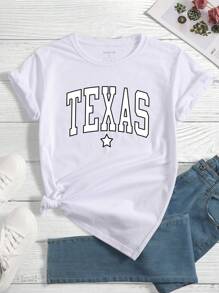 SHEIN LUNE Star And Letter Graphic Tee - White - View 1