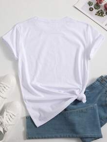 SHEIN LUNE Star And Letter Graphic Tee - White - View 2