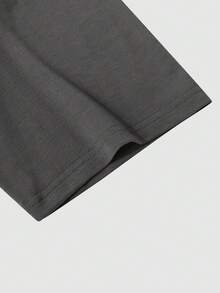 Manfinity Homme 男士字母圖案小高領T恤 - 深灰色 - 查看 6