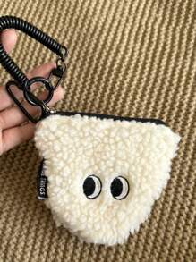 Onigiri-Shaped Plush With Zipper Closure Portable And Can Be Used As A Keychain Or Storage Bag Lightweight Fashion Gift Gift Accessories Decor White-Collar Workers For Male For Female Present Plush Keychain For Women Wallet Mini Wallet Purse Wallet Coin Wallet