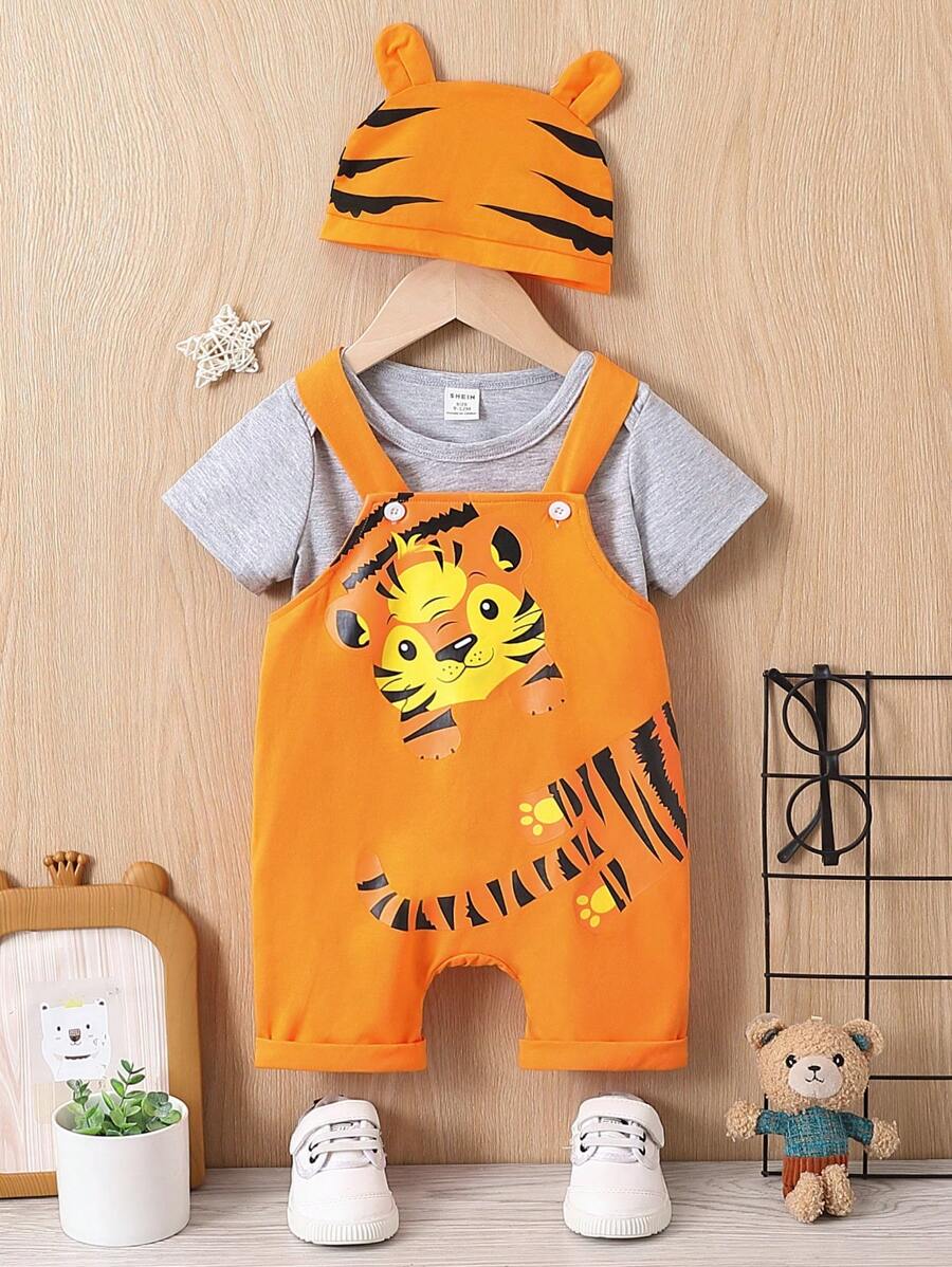 Bộ đồ liền thân và mũ họa tiết hoạt hình cho bé trai - Nhiều màu - Xem 1