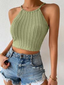 Breezaya Top de tirantes con tira cruzada de espalda abierta con cordón - Verde - Ver 3