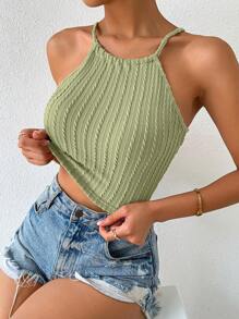 Breezaya Top de tirantes con tira cruzada de espalda abierta con cordón - Verde - Ver 6