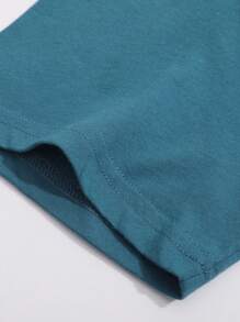 SHEIN LUNE 愛心和標語圖案T恤 - 水鴨藍 - 查看 5