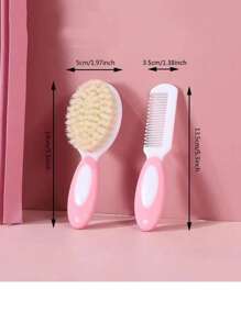 Baby Bath Hair Brush & Comb Set For Daily Use - Pink - View 4