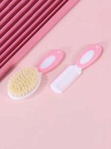 Baby Bath Hair Brush & Comb Set For Daily Use - Pink - View 7