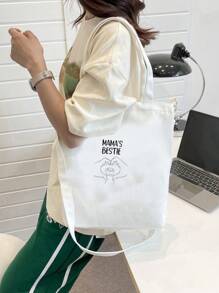 Đồ họa hoạt hình & chữ cái Túi mua hàng Preppy cỡ nhỏ - trắng - Xem 2