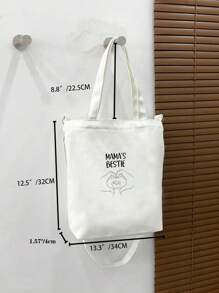 Đồ họa hoạt hình & chữ cái Túi mua hàng Preppy cỡ nhỏ - trắng - Xem 3