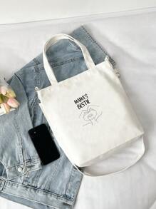 Đồ họa hoạt hình & chữ cái Túi mua hàng Preppy cỡ nhỏ - trắng - Xem 5