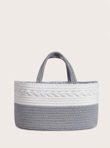 1 pieza Canasta de pañales tejida gris para mamá con compartimentos separados para almacenamiento - Gris - Ver 2