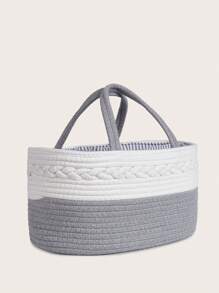 1 pieza Canasta de pañales tejida gris para mamá con compartimentos separados para almacenamiento - Gris - Ver 3