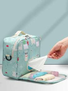 Bolso de hombro portátil para mamá, bolsa de almacenamiento de pañales de bebé para actividades al aire libre - Multicolor - Ver 2