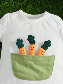 SHEIN 新款出生嬰兒卡通圖案戲服連體衣附帽子