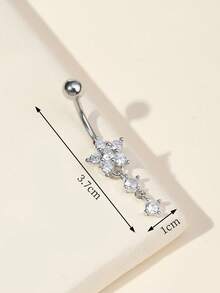 1 chiếc khuyên rốn bằng đồng sáng bóng thời trang, thích hợp để đeo hàng ngày - Bạc - Xem 4