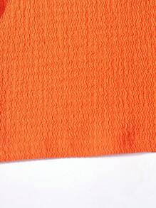 SHEIN Girls Ruffle Trim Butterfly Sleeve Crop Tee - Orange - View 3