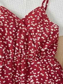 SHEIN 女孩滿版印花吊帶連體短褲 - 彩色 - 查看 3