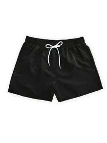 Manfinity Swimmode Men Tropical Print Drawstring Waist Swim Trunks Pool Shorts For Vacation - Black - View 5