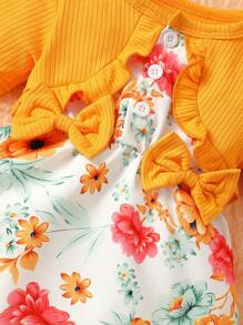 Đầm em bé Xù Nơ trước 2 trong1 Hoa - Nhiều màu - Xem 5