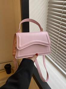 Minimalist Flap Square Bag Small Pink Top Handle - Pink - View 2