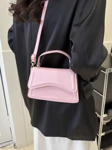 Minimalist Flap Square Bag Small Pink Top Handle - Pink - View 3