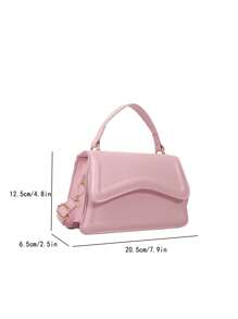 Minimalist Flap Square Bag Small Pink Top Handle - Pink - View 4